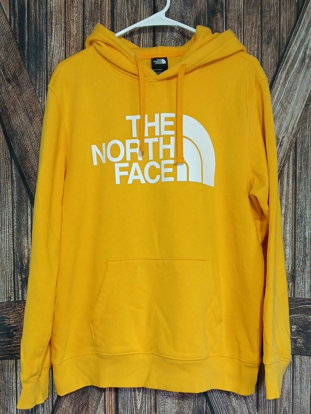 The North Face Men's Yellow Pullover Hoodie with White Logo
